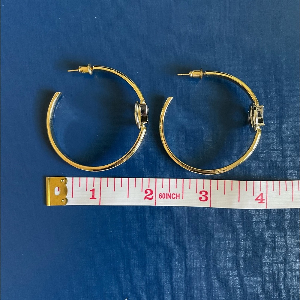 Gold & Silver LV Hoop Earrings - Picture 4 of 6